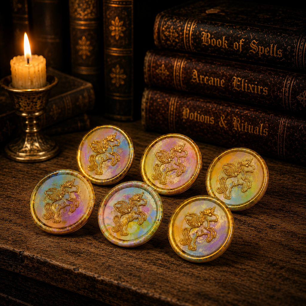Handmade Unicorn Peel & Stick Wax Seals – Set of 6 Envelope Seals