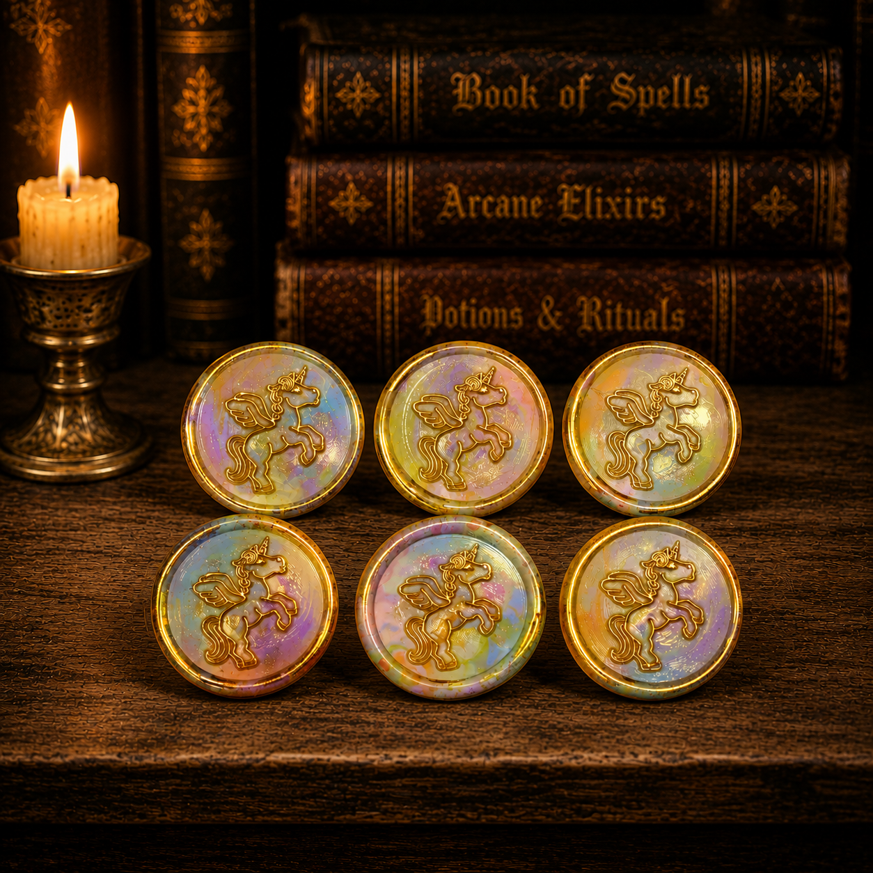 Handmade Unicorn Peel & Stick Wax Seals – Set of 6 Envelope Seals