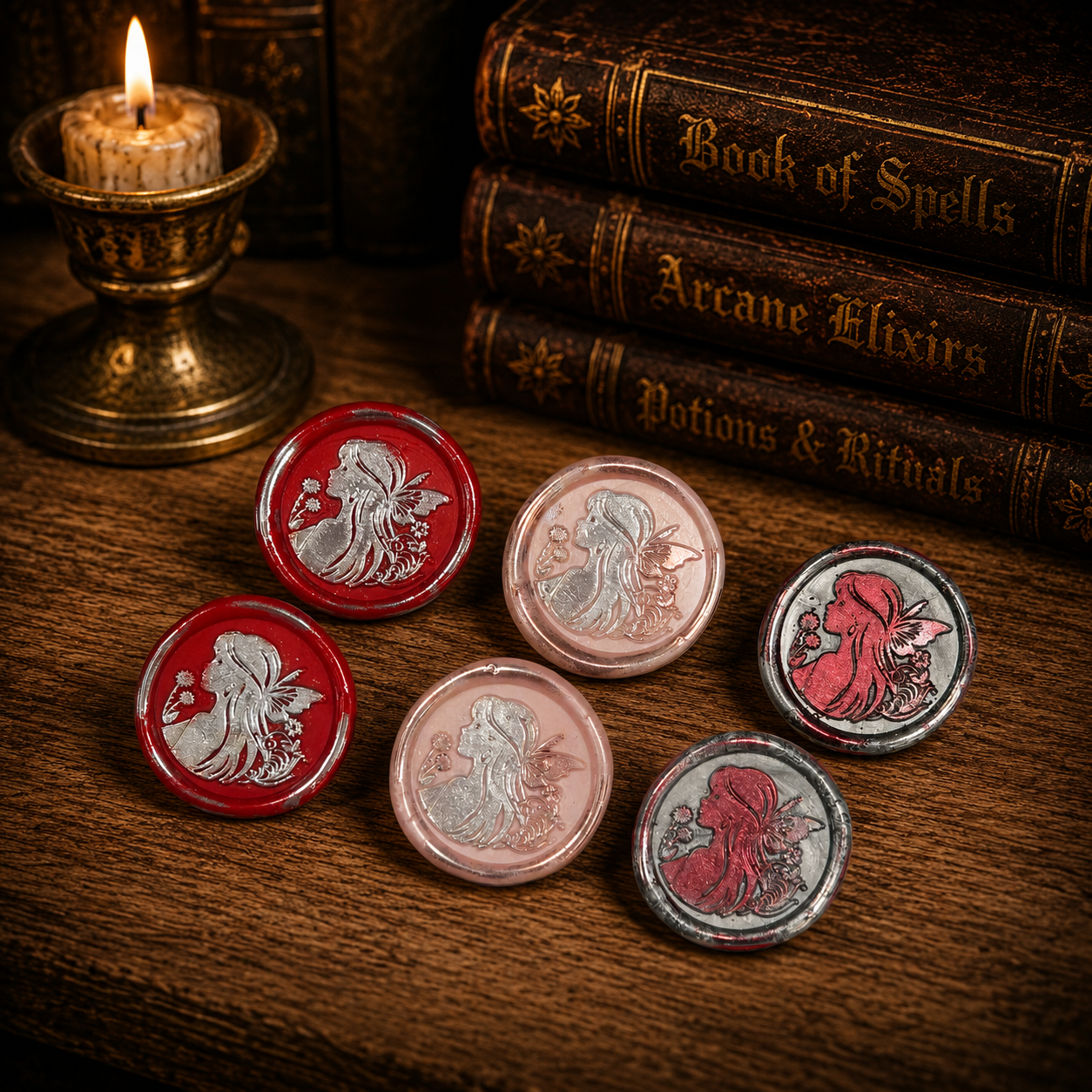 Handmade Fairy Peel & Stick Wax Seals – Set of 6 Envelope Seals