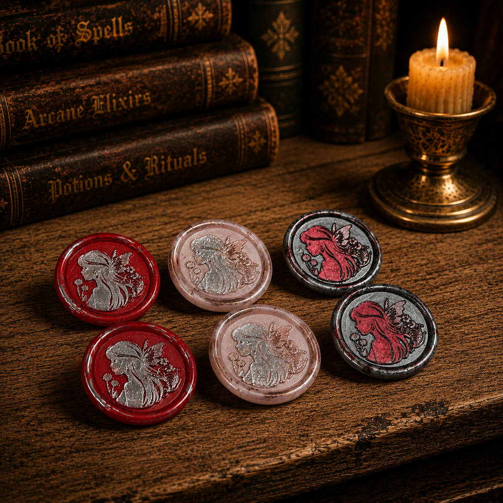 Handmade Fairy Peel & Stick Wax Seals – Set of 6 Envelope Seals