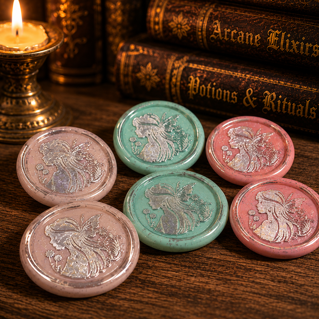 Handmade Fairy Peel & Stick Wax Seals – Set of 6 Envelope Seals
