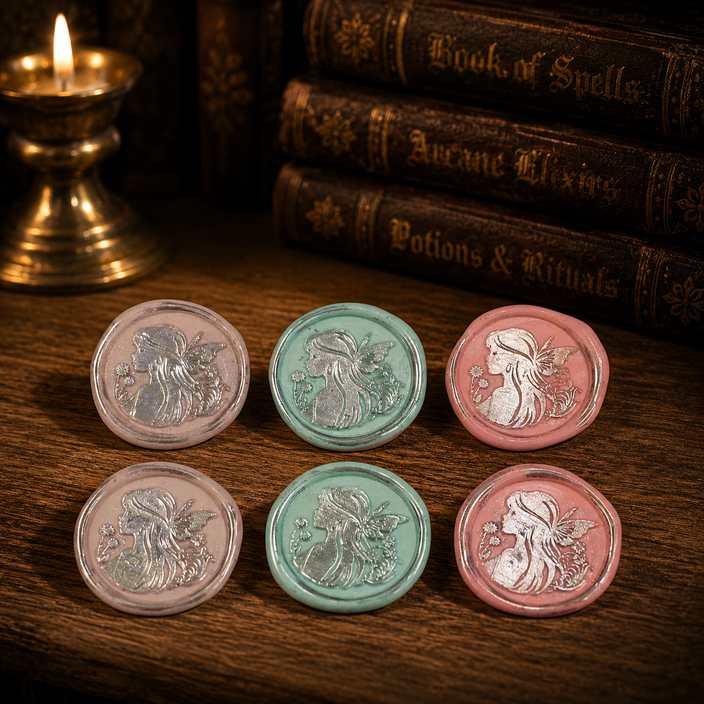 Handmade Fairy Peel & Stick Wax Seals – Set of 6 Envelope Seals