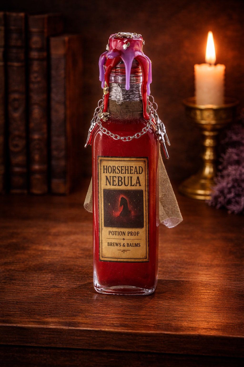 Horsehead Nebula A color changing potion, A decorative bottle prop