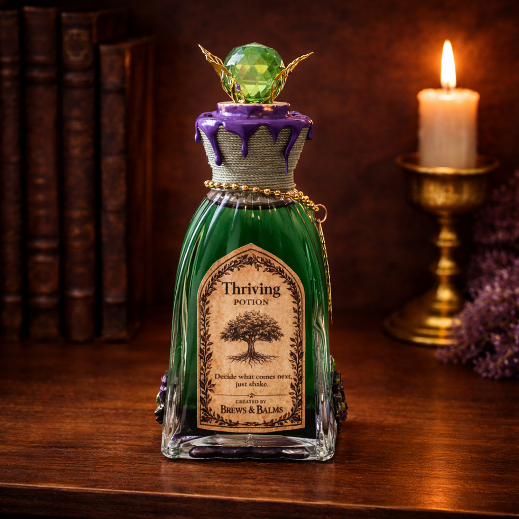 Thriving Color-Changing Decorative Potion Green - Purple Decorative Glass Bottle