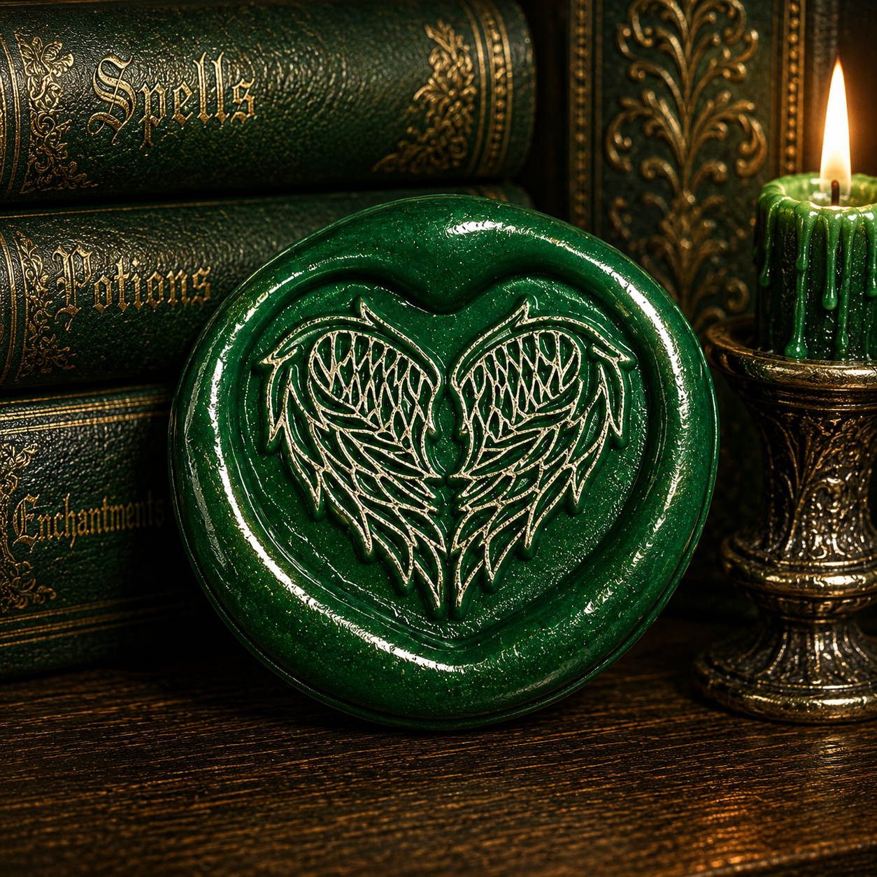 Angel Wings Heart Wax Seal – Peel & Stick • Multiple Colors Silver Accents
