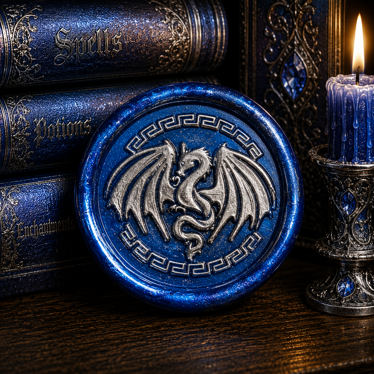 Dragon Wings Spread Wax Seals Peel & Stick • Multiple Colors Silver Accents