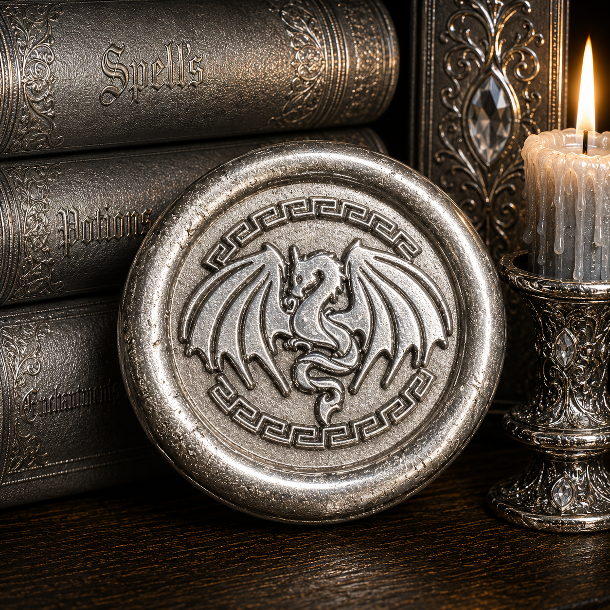 Dragon Wings Spread Wax Seals Peel & Stick • Multiple Colors Silver Accents