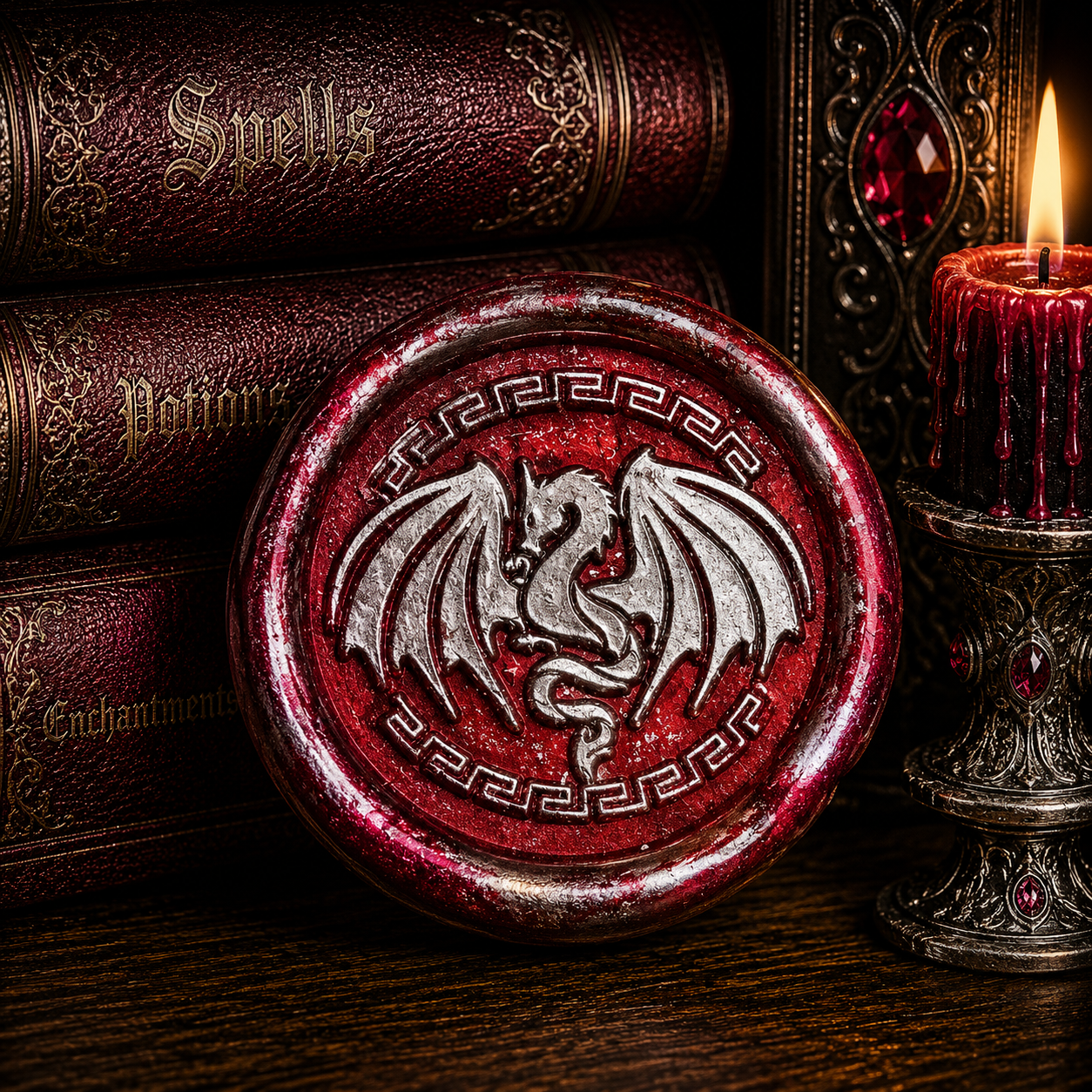 Dragon Wings Spread Wax Seals Peel & Stick • Multiple Colors Silver Accents