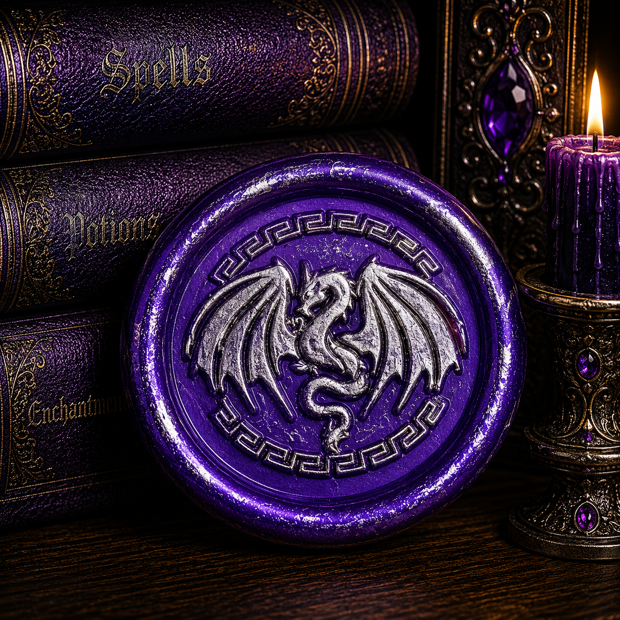 Dragon Wings Spread Wax Seals Peel & Stick • Multiple Colors Silver Accents