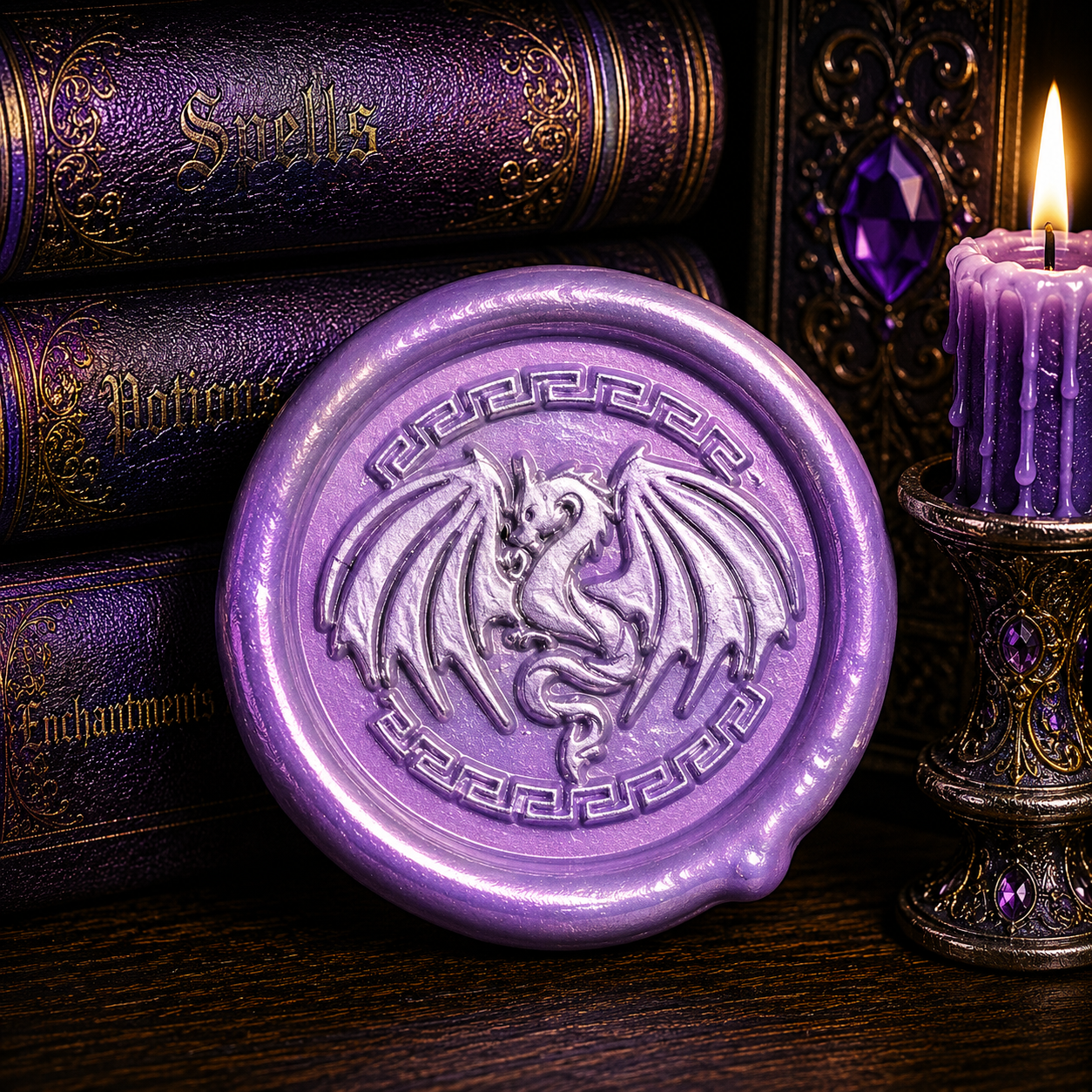 Dragon Wings Spread Wax Seals Peel & Stick • Multiple Colors Silver Accents