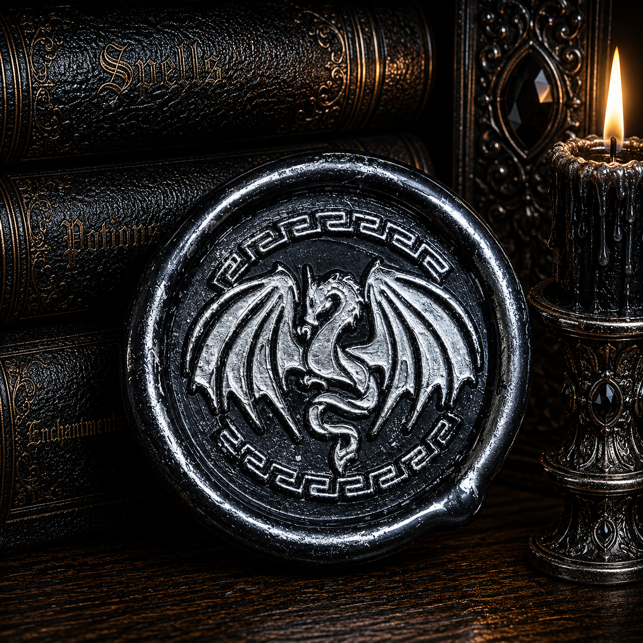 Dragon Wings Spread Wax Seals Peel & Stick • Multiple Colors Silver Accents