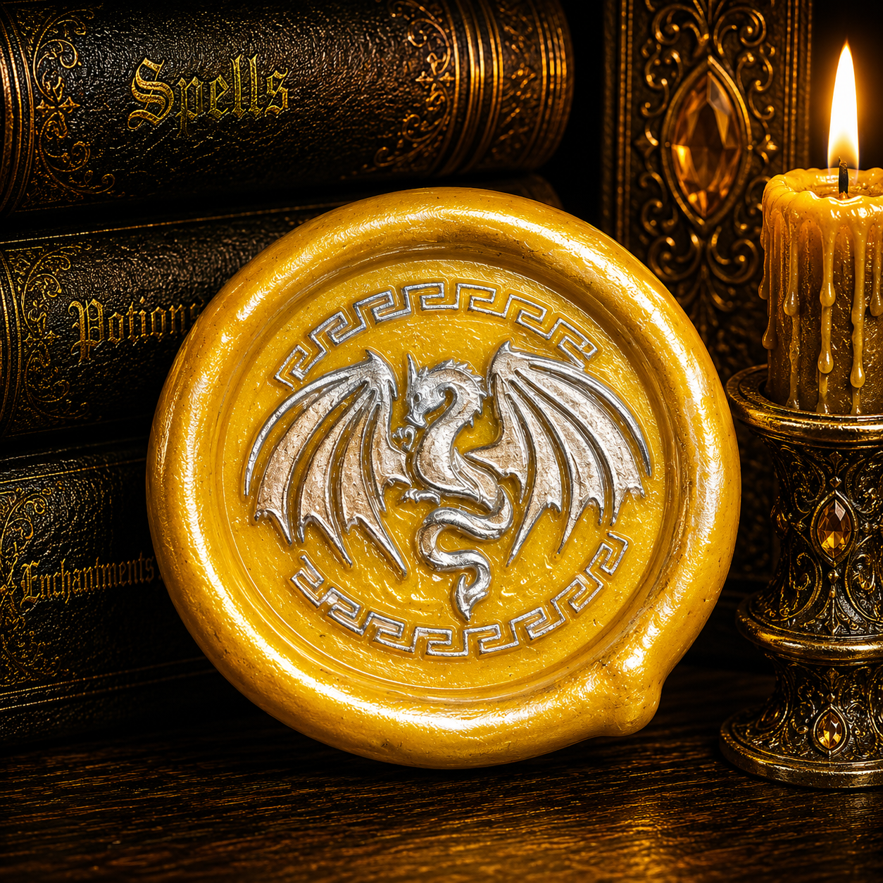 Dragon Wings Spread Wax Seals Peel & Stick • Multiple Colors Silver Accents