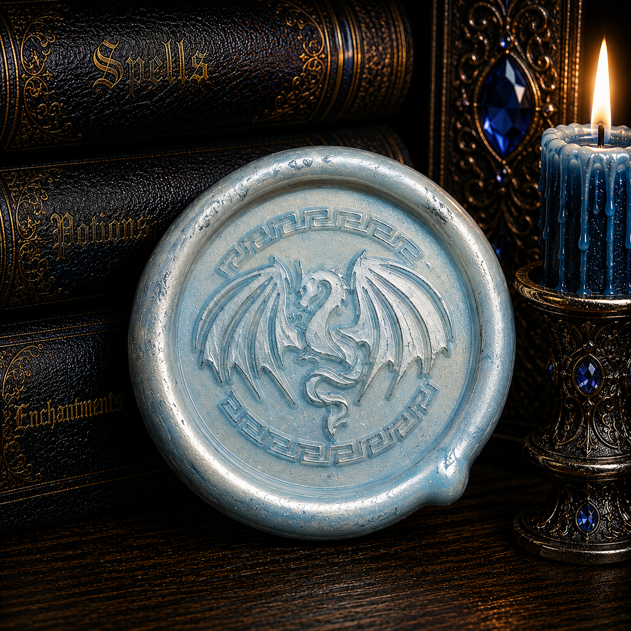 Dragon Wings Spread Wax Seals Peel & Stick • Multiple Colors Silver Accents