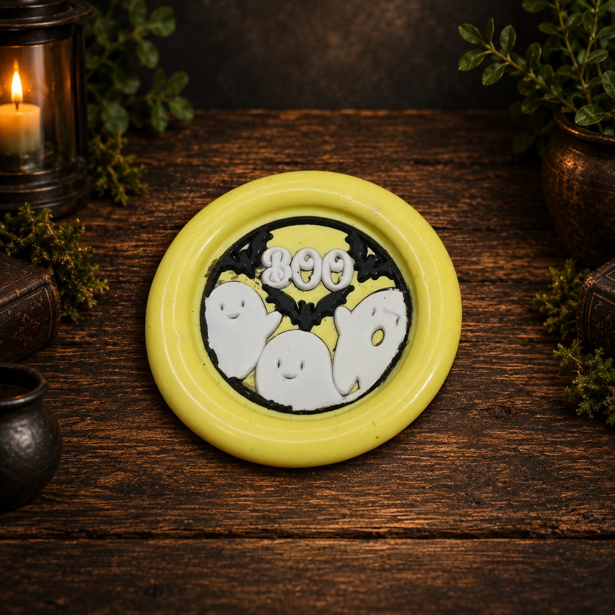 Handmade BOO Ghost & Bat Wax Fridge Magnets