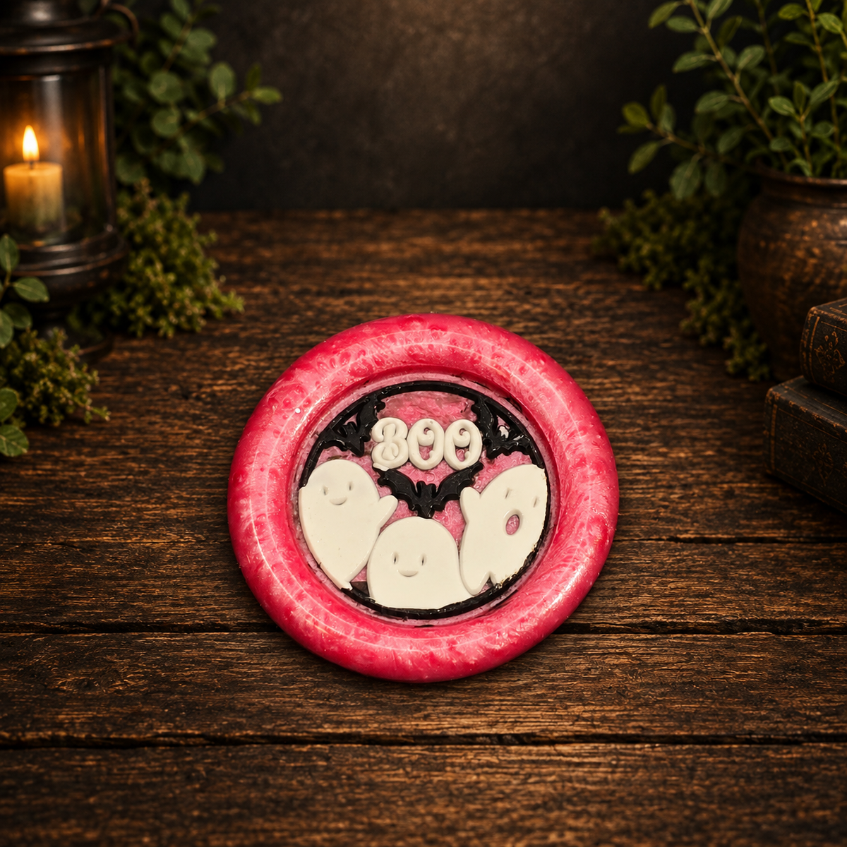 Handmade BOO Ghost & Bat Wax Fridge Magnets