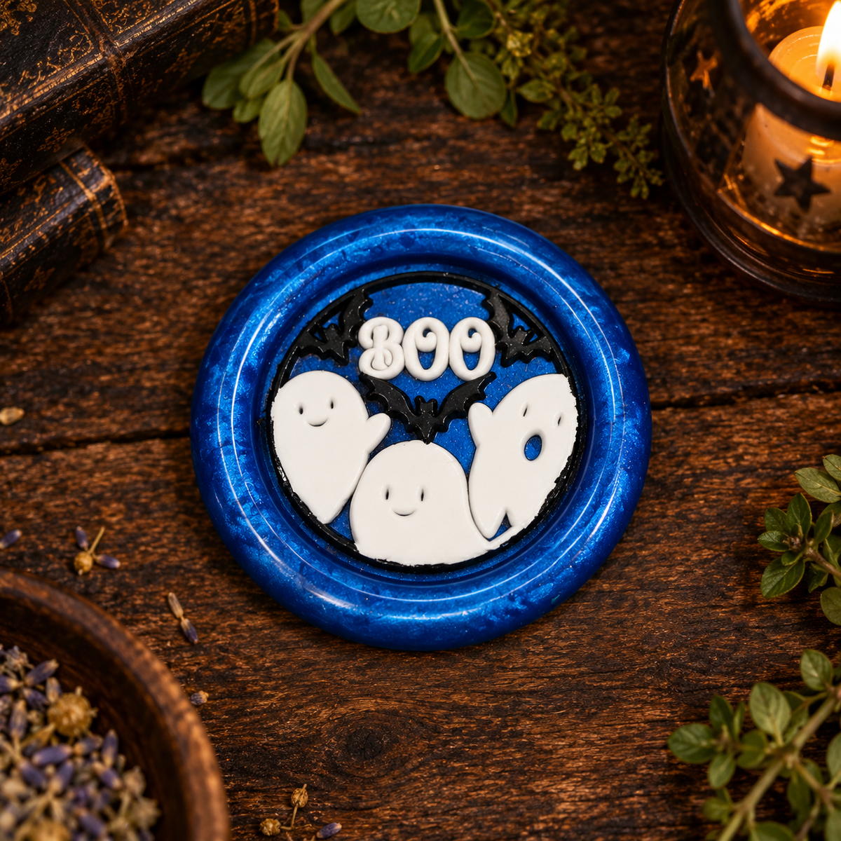 Handmade BOO Ghost & Bat Wax Fridge Magnets