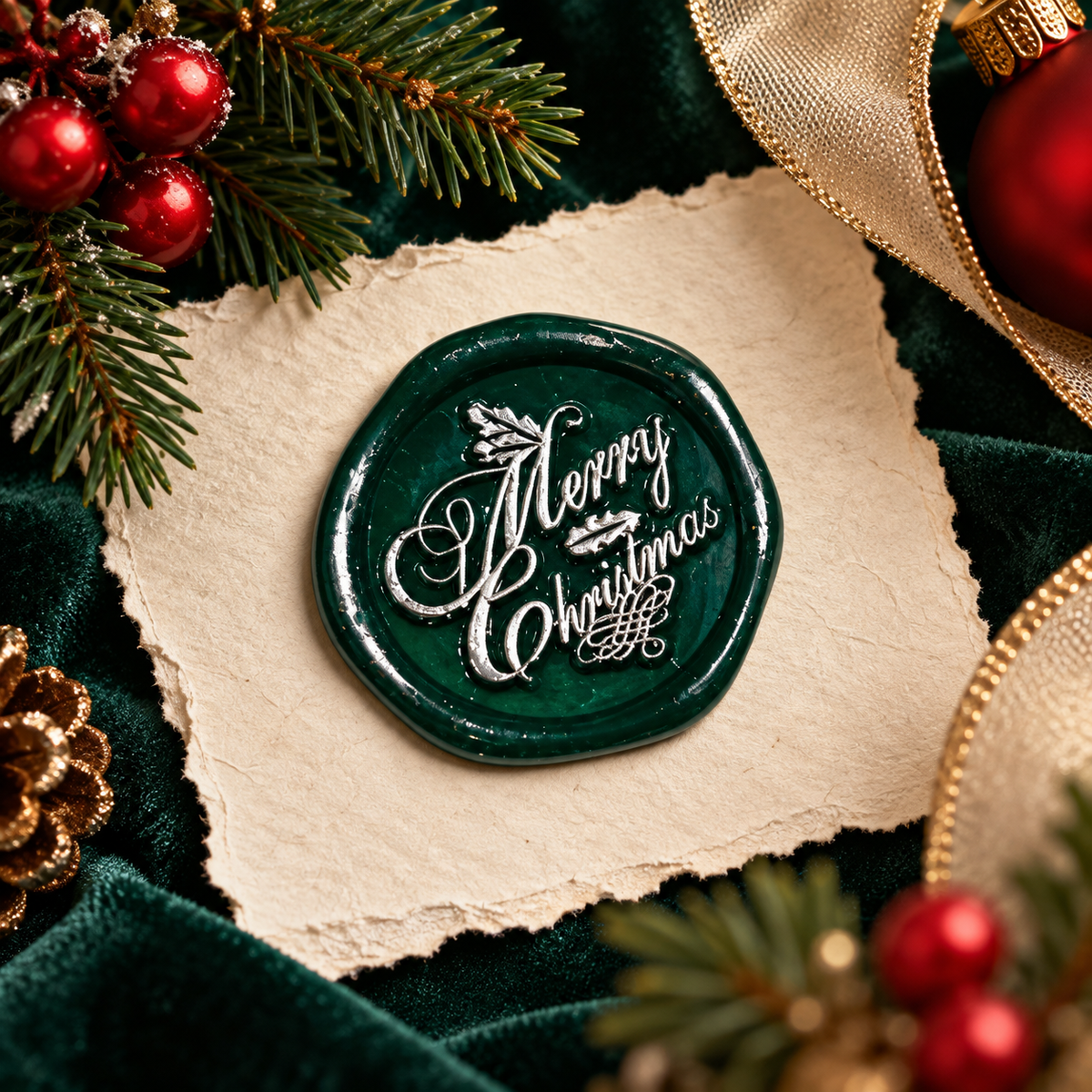Christmas Wax Seals Peel & Stick Multiple Colors Silver & Red Accents