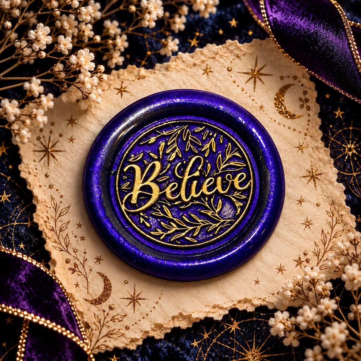 Handmade Believe Wax Seals – Peel & Stick • Multiple Colors Silver & Gold Accents