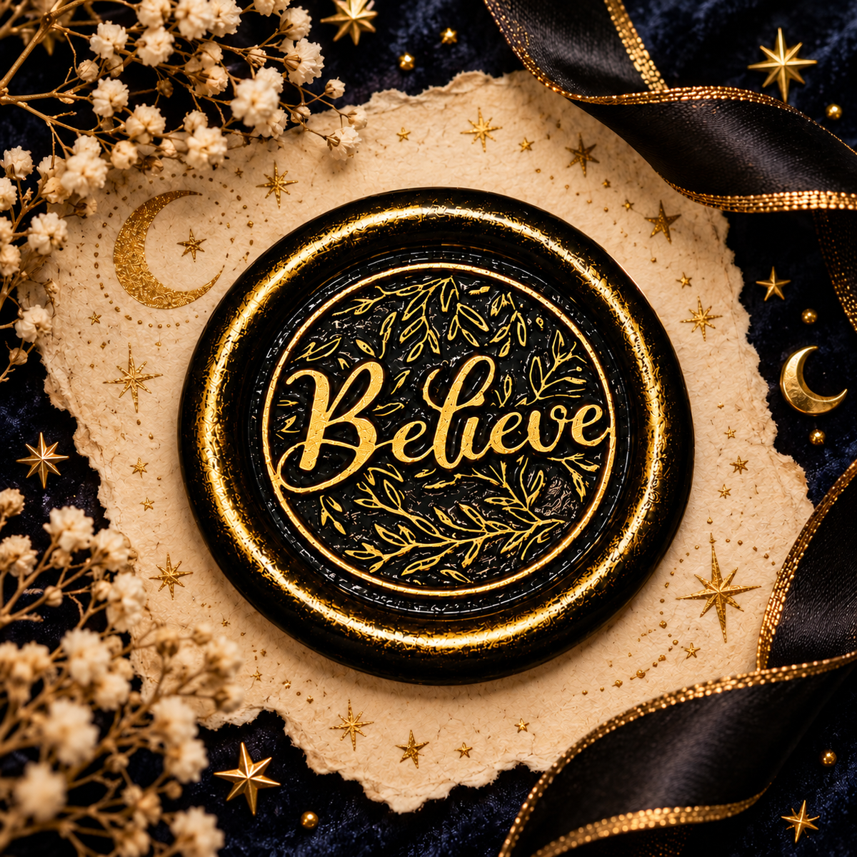 Handmade Believe Wax Seals – Peel & Stick • Multiple Colors Silver & Gold Accents