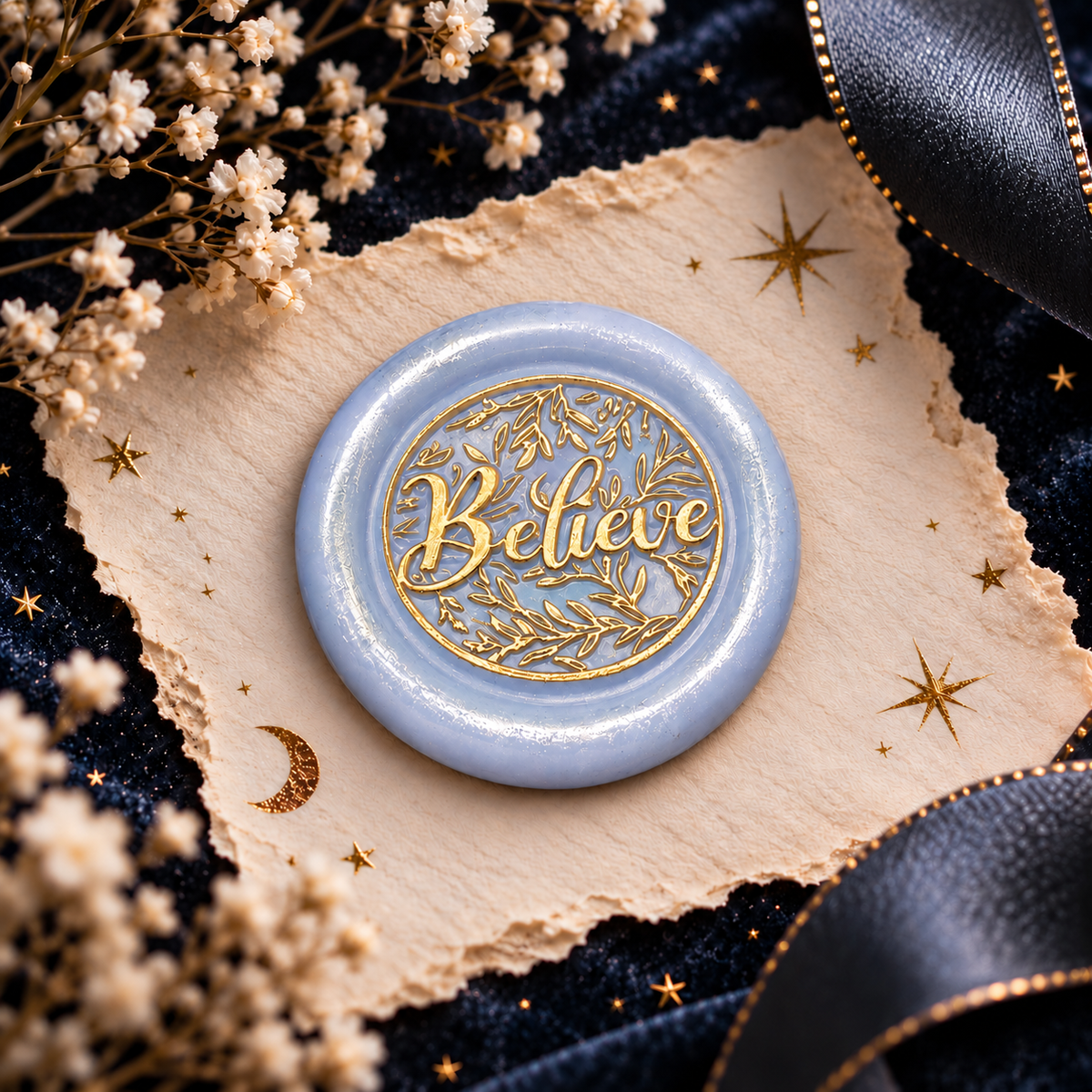 Handmade Believe Wax Seals – Peel & Stick • Multiple Colors Silver & Gold Accents