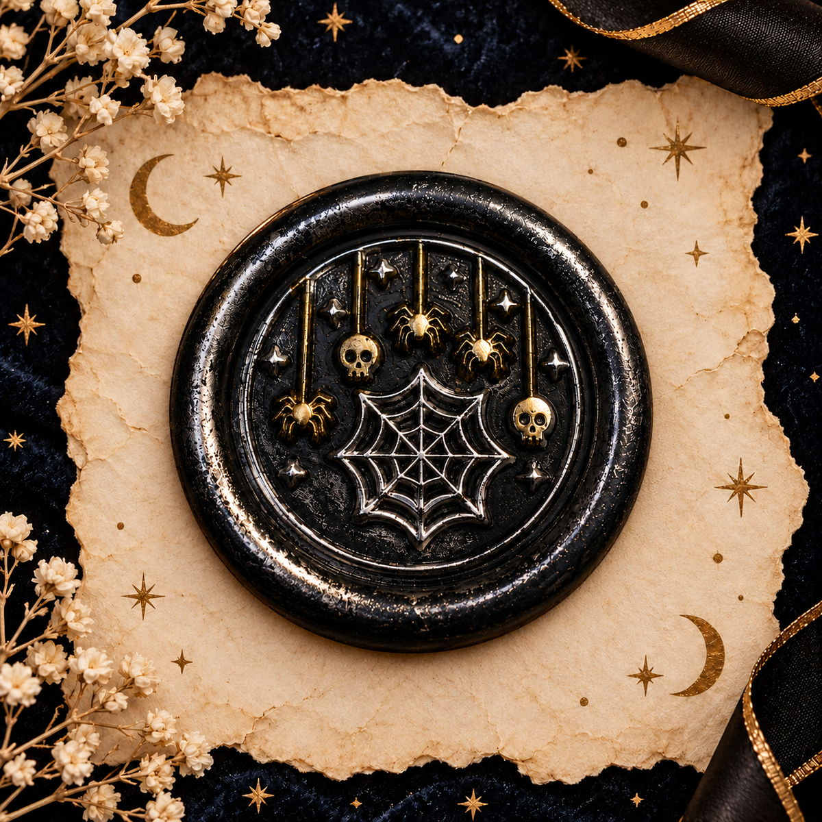 Handmade Halloween Wax Seals Various Styles, Pumpkins, Spiders, Cats, Spooky Scarecrow Wax Seal with Adhesive