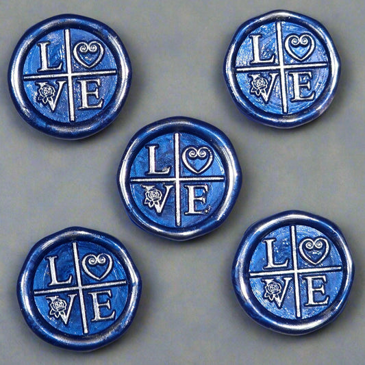 LOVE Wax Seals - Peel and Stick - Ready to stick with Silver Accents