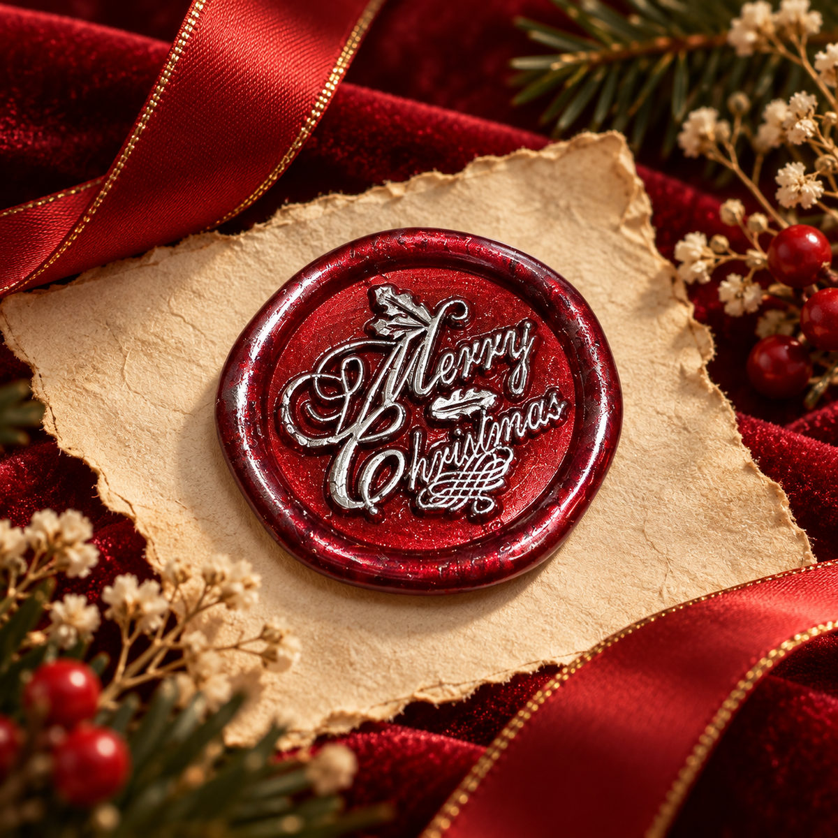 Christmas Wax Seals Peel & Stick Multiple Colors Silver & Red Accents