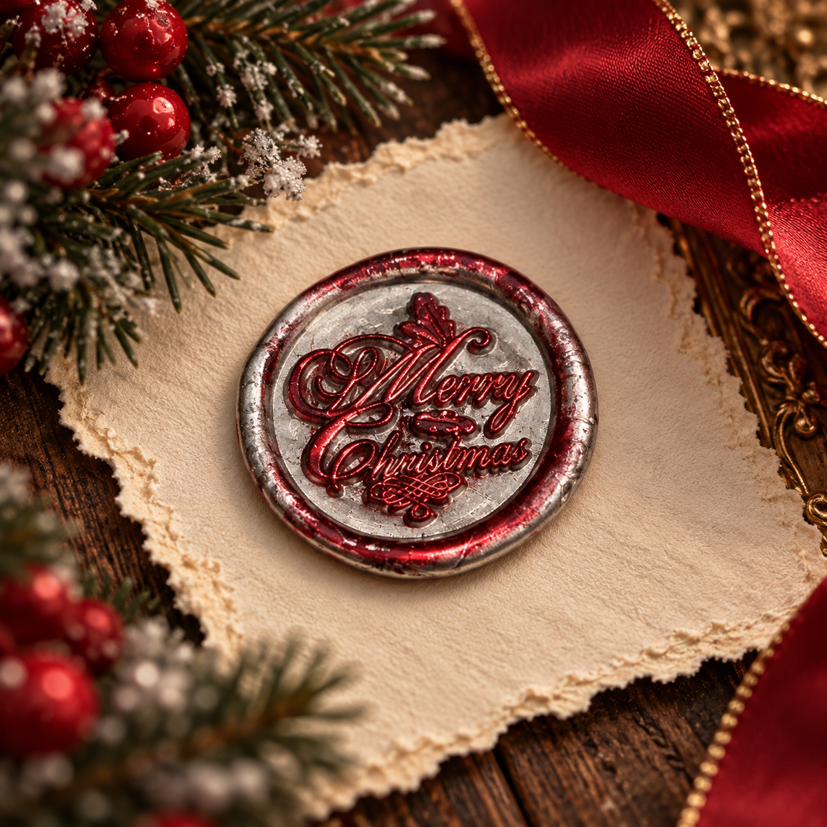 Christmas Wax Seals Peel & Stick Multiple Colors Silver & Red Accents