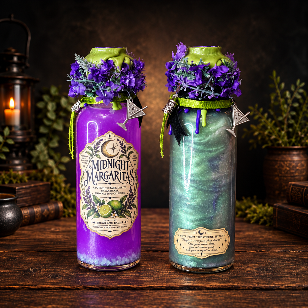 Handmade Midnight Margaritas Color Changing Decorative Potion Bottle 7" by Brews & Balms