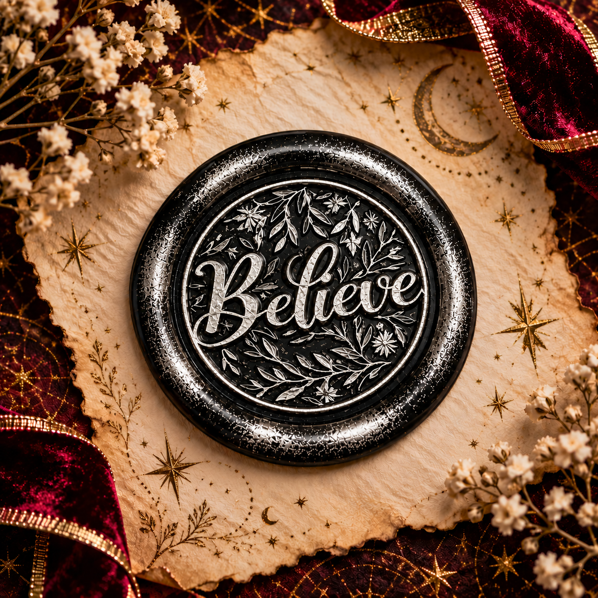 Handmade Believe Wax Seals – Peel & Stick • Multiple Colors Silver & Gold Accents