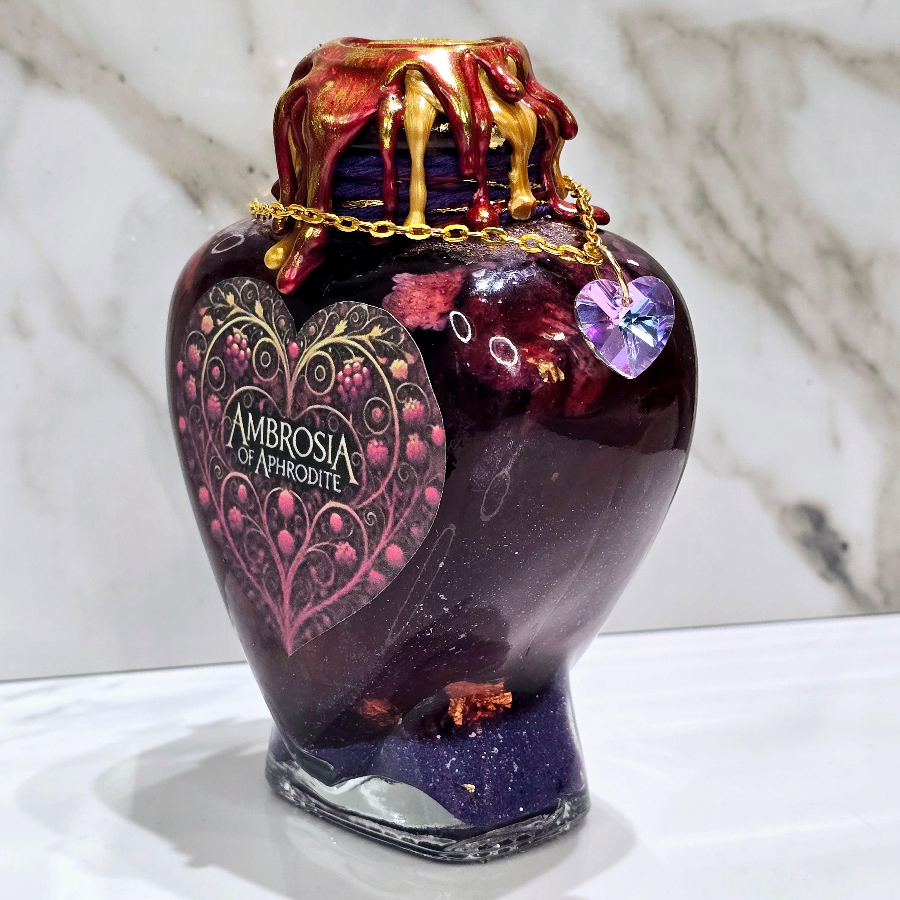 Ambrosia of Aphrodite Heart A Color Changing Potion Bottle Prop Decorative 5" tall