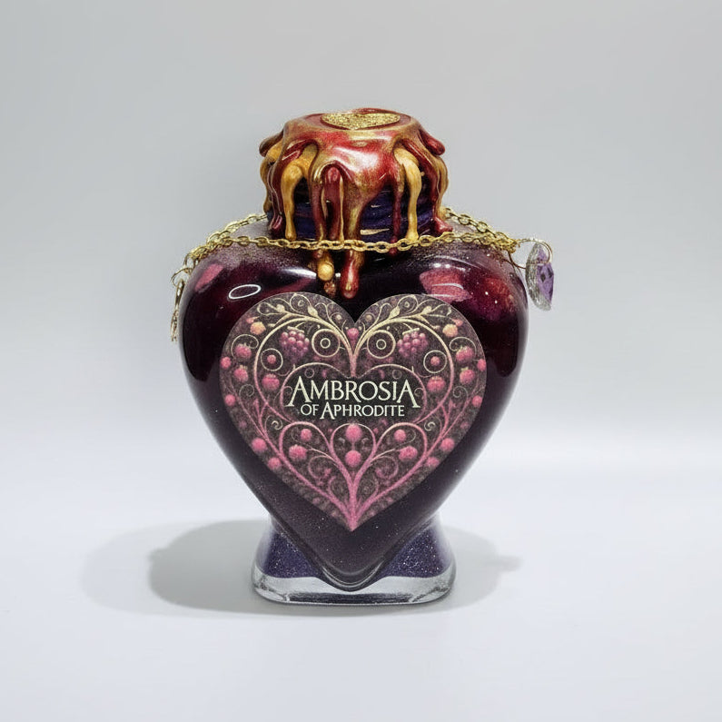 Ambrosia of Aphrodite Heart A Color Changing Potion Bottle Prop Decorative 5" tall