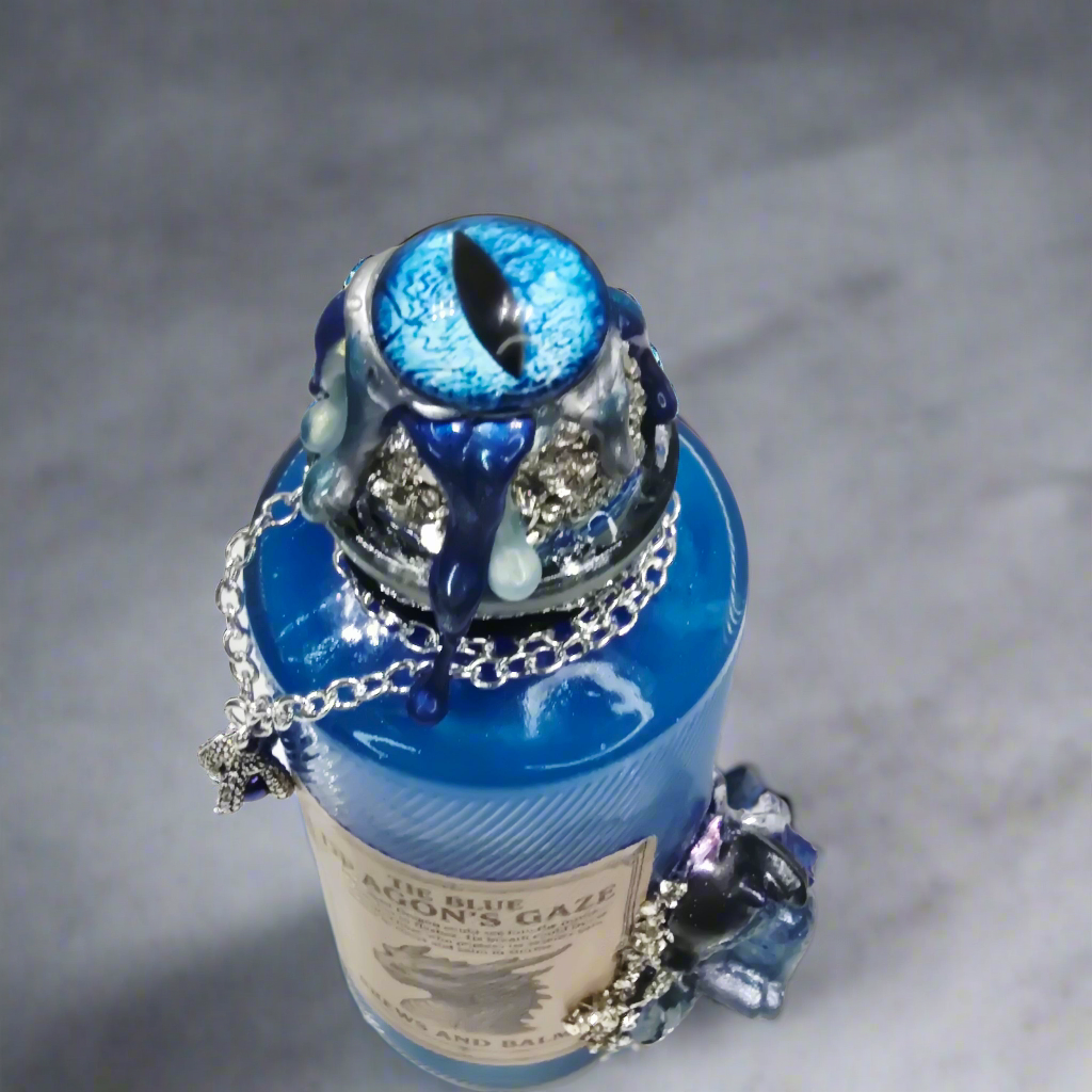 Blue Dragon Potion Bottle – Color Changing Fantasy Decor – Sapphire Dragon Inspired Gift – Brews & Balms