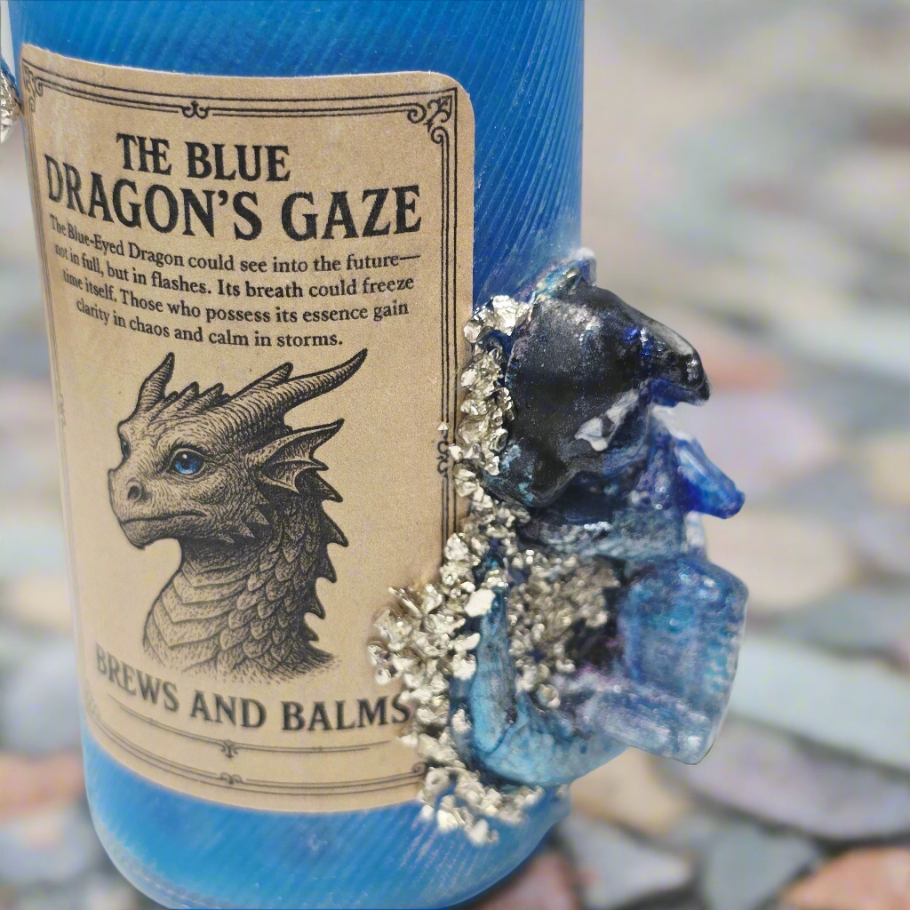 Blue Dragon Potion Bottle – Color Changing Fantasy Decor – Sapphire Dragon Inspired Gift – Brews & Balms
