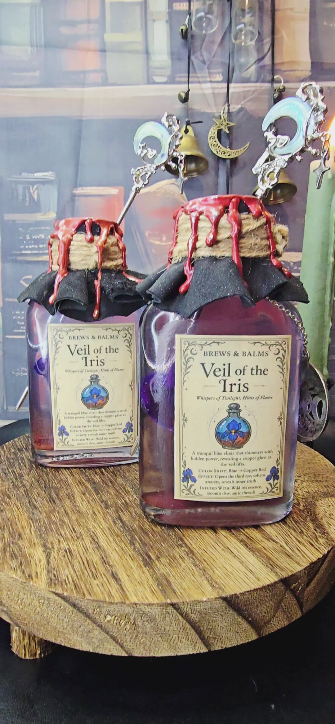 Handmade Veil of the Iris Potion Bottle – Color Changing Fantasy Decor – Blue to Copper Dreamy Gift
