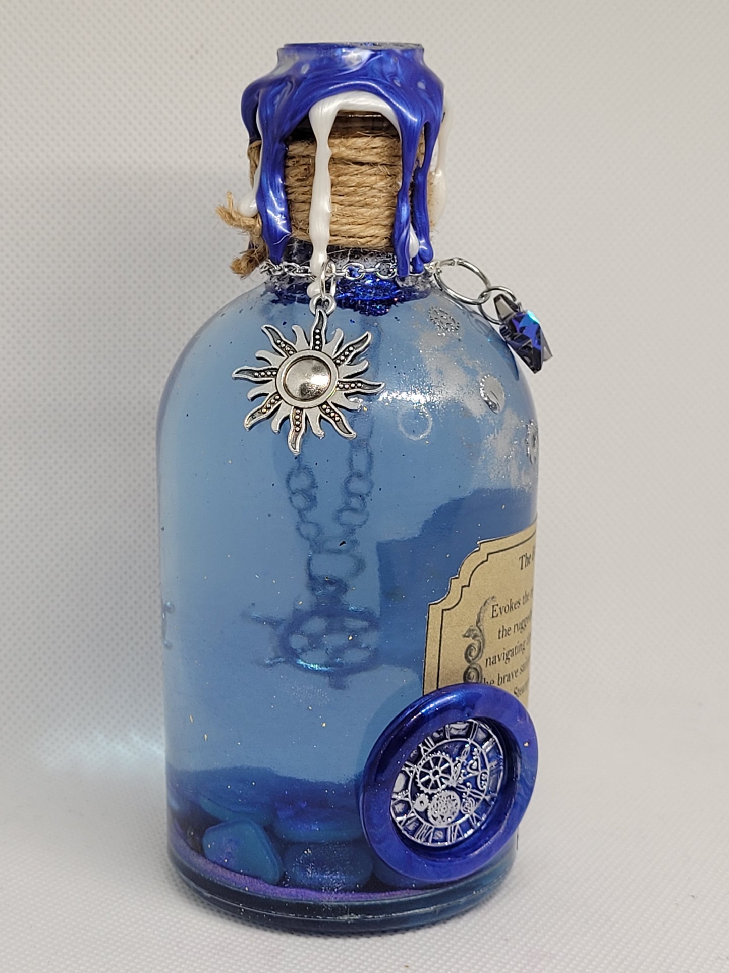 The Etheric Abyss Brew Elixir Potion Silver and Blue Decorative Bottle