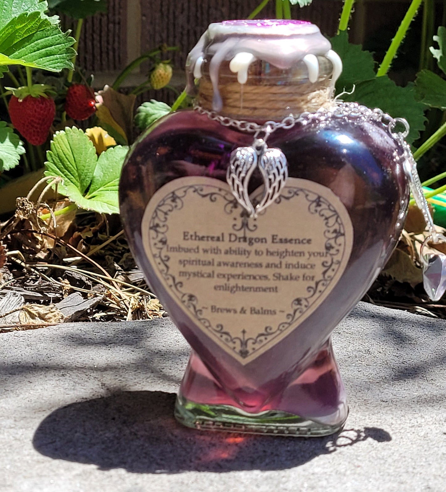 Ethereal Dragon Essence Brew Elixir Color Changing Potion Heart Shaped Bottle Purple