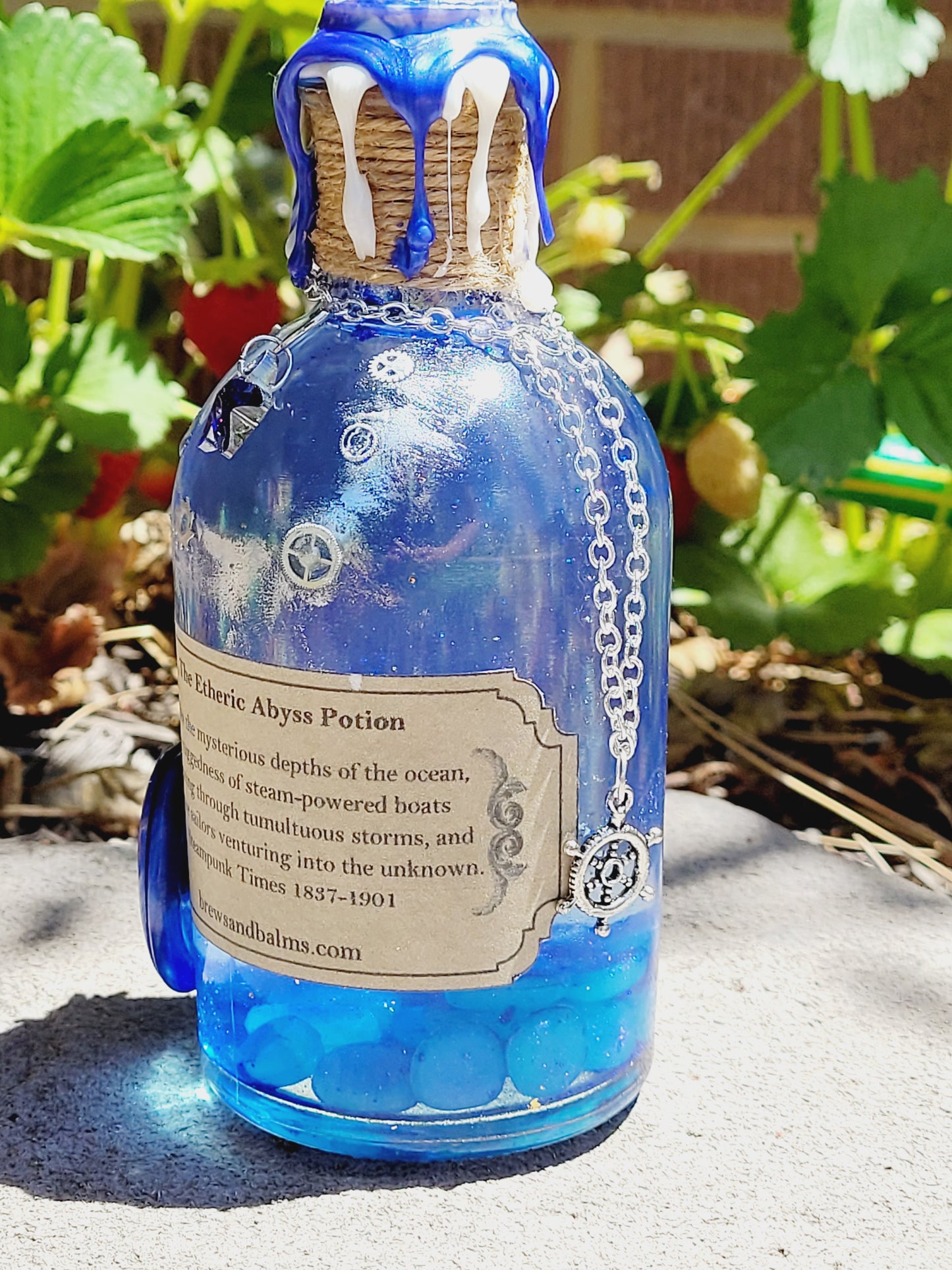 The Etheric Abyss Brew Elixir Potion Silver and Blue Decorative Bottle