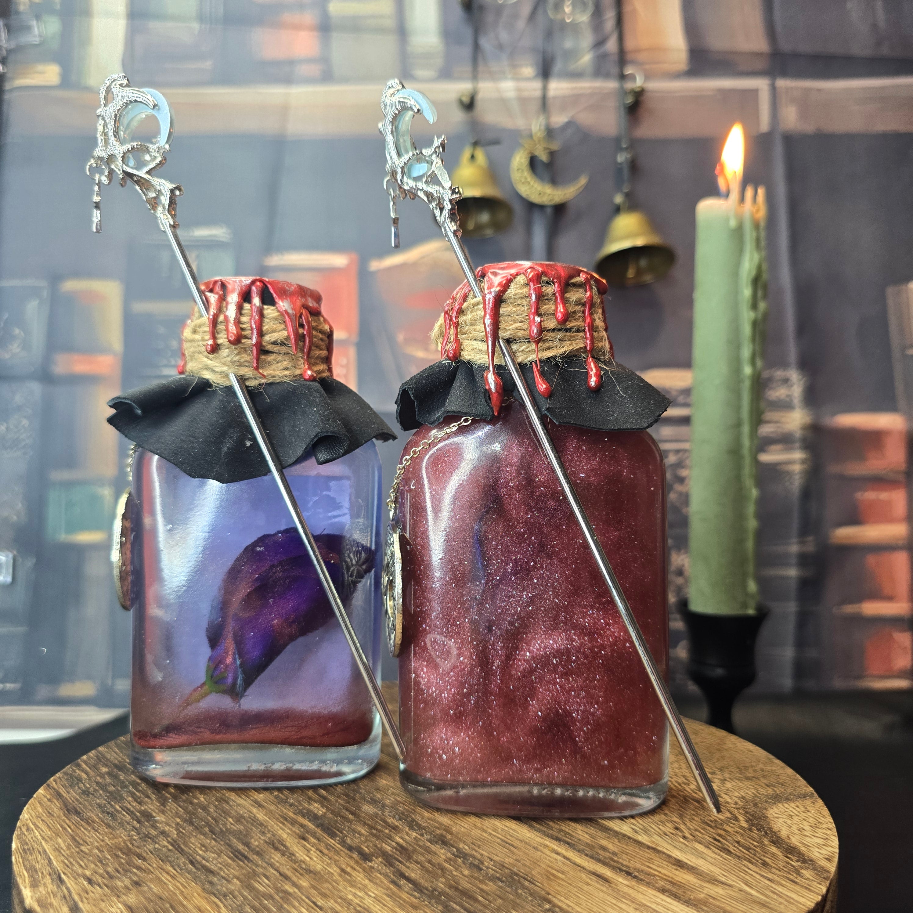 Handmade Veil of the Iris Potion Bottle – Color Changing Fantasy Decor – Blue to Copper Dreamy Gift