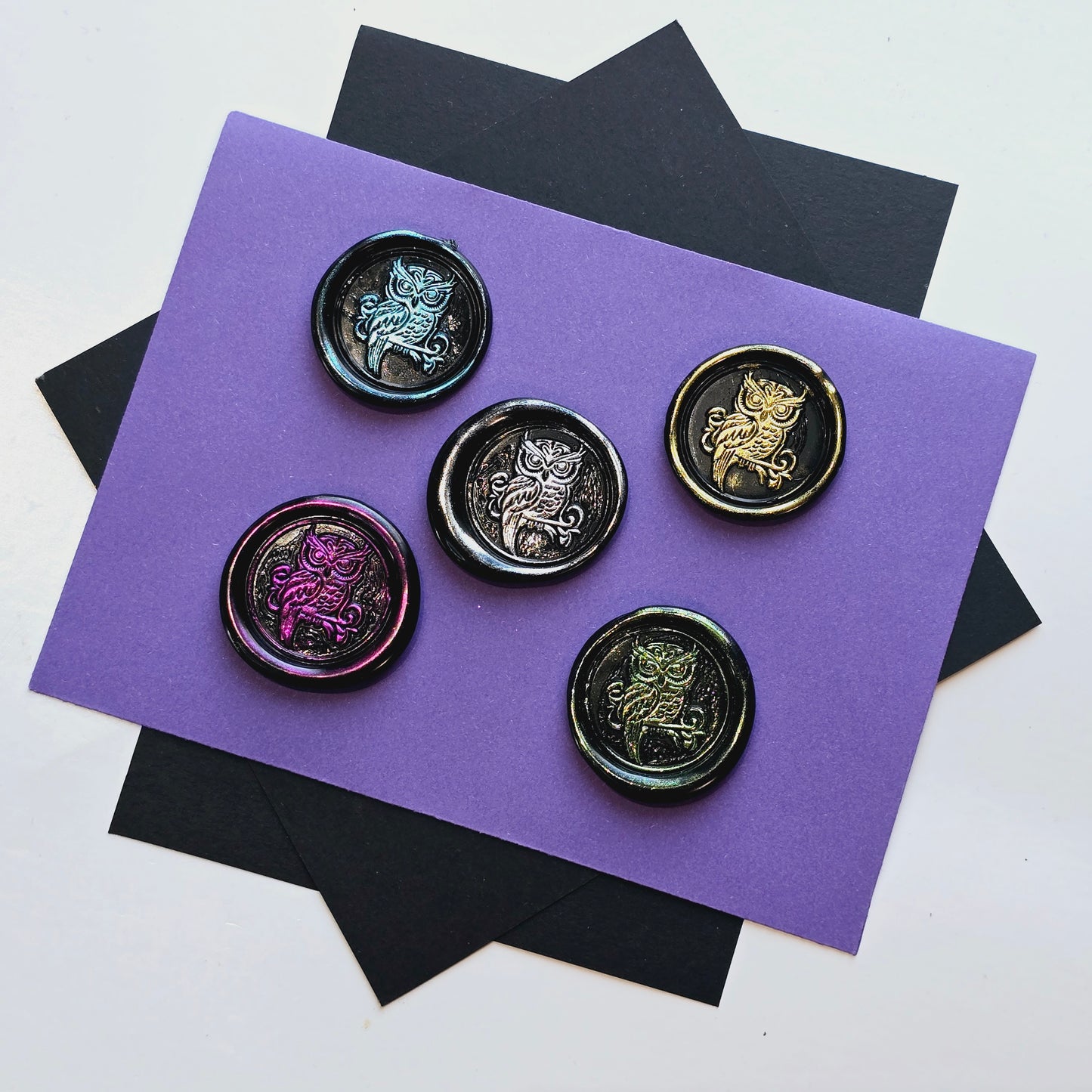 Owl Wax Seals Metallic Multi Color Set of Five