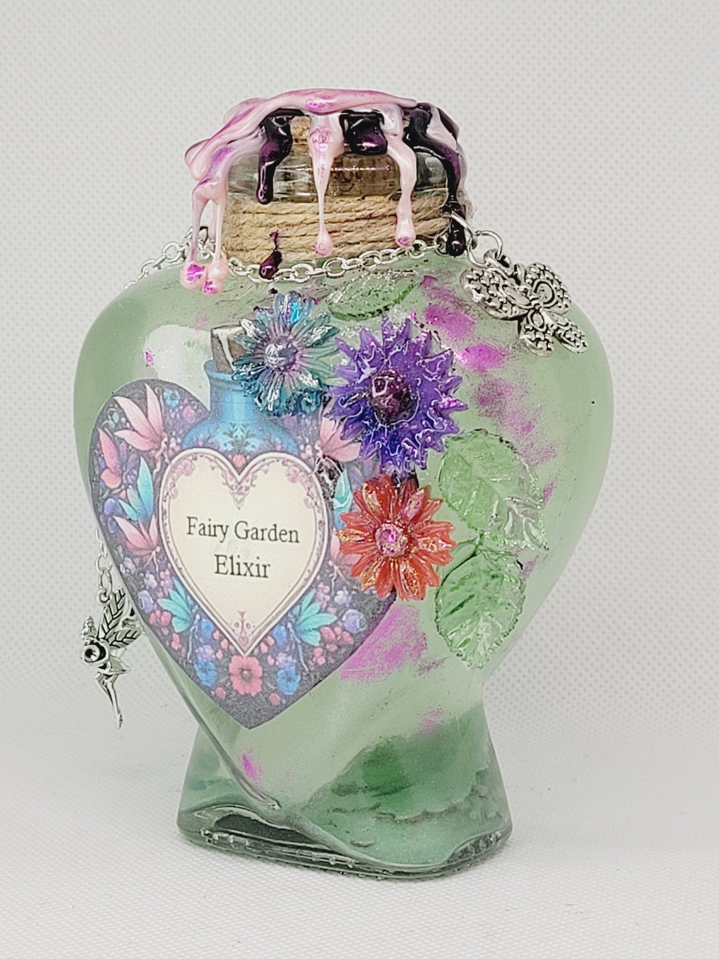 Fairy Garden Elixir Decorative Bottle, Heart Shaped Bottle