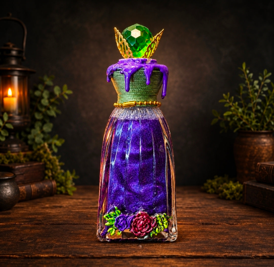 Handmade Thriving Color-Changing Decorative Potion Green - Purple Decorative Glass Bottle