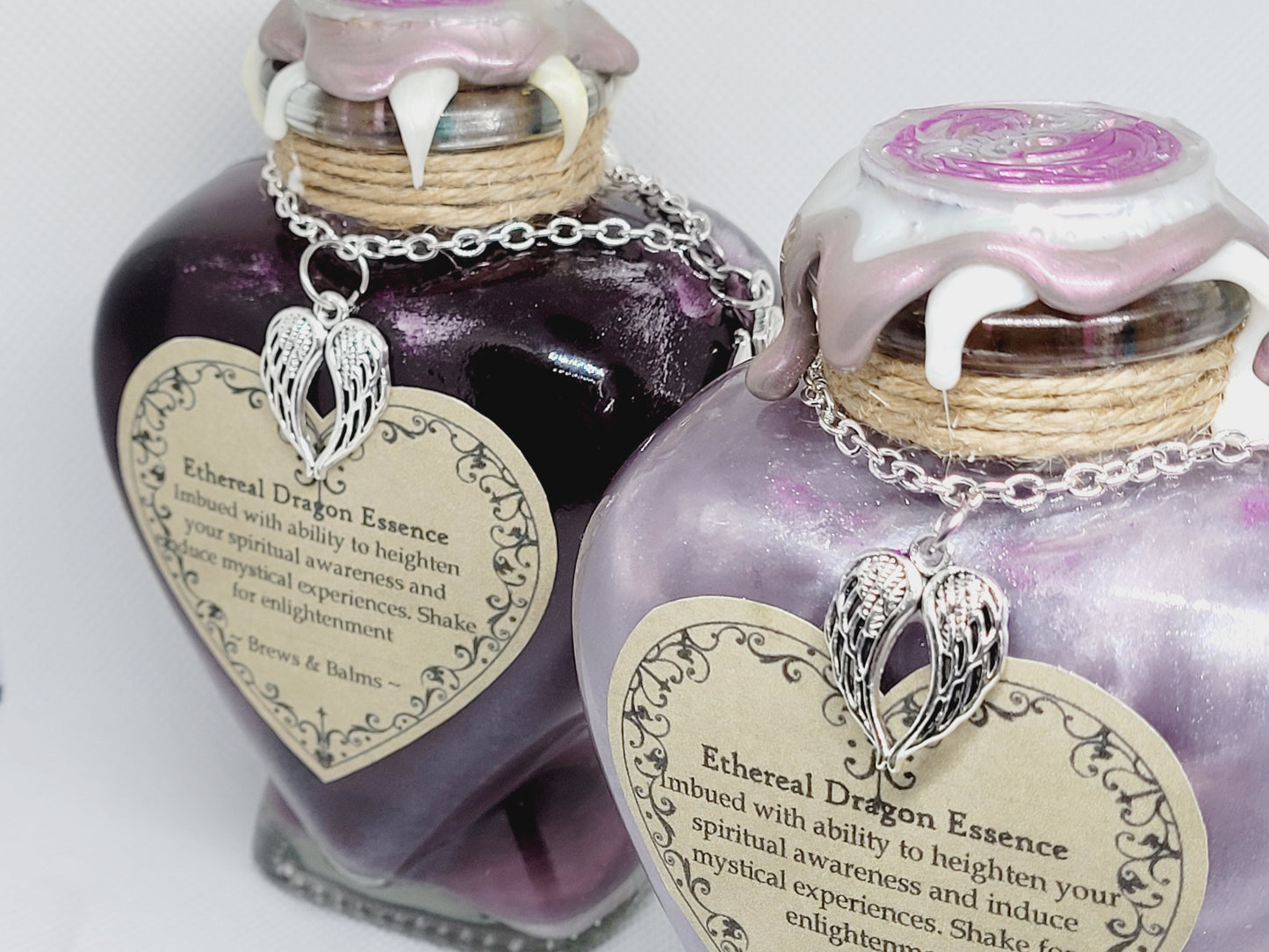 Ethereal Dragon Essence Brew Elixir Color Changing Potion Heart Shaped Bottle Purple