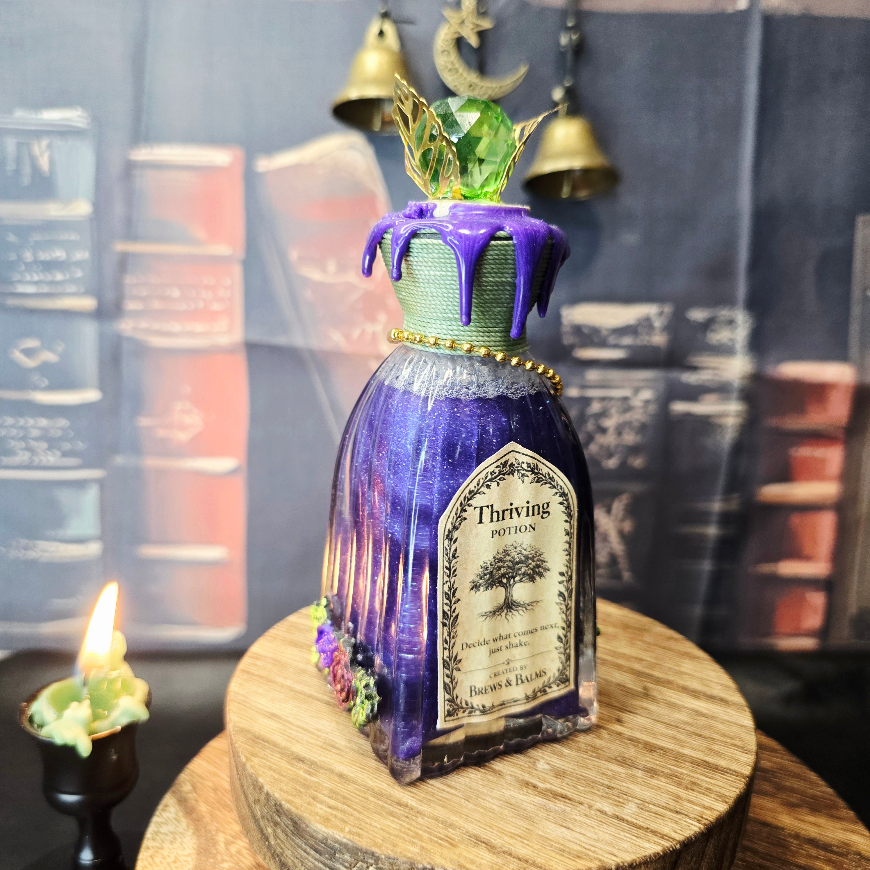 Thriving Color-Changing Decorative Potion Green - Purple Decorative Glass Bottle