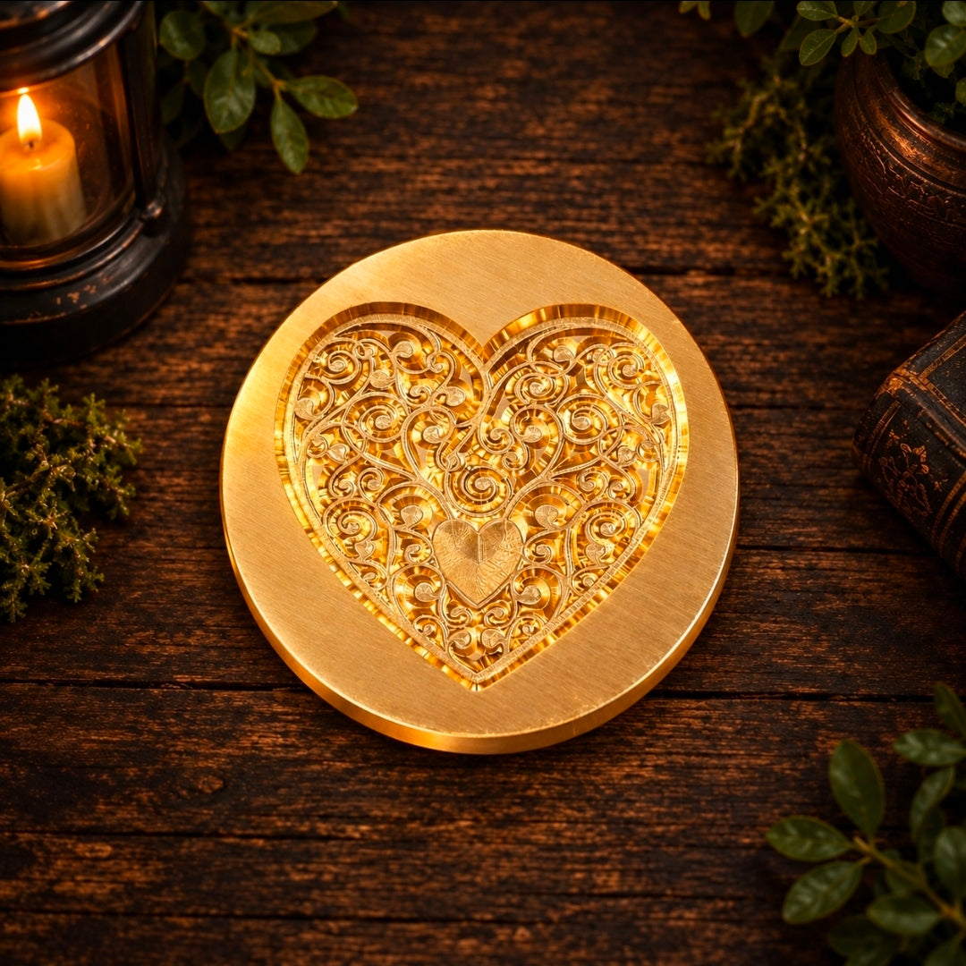 Wax Seal Stamp – Heart - Brass - For Sealing Envelopes and Gifts