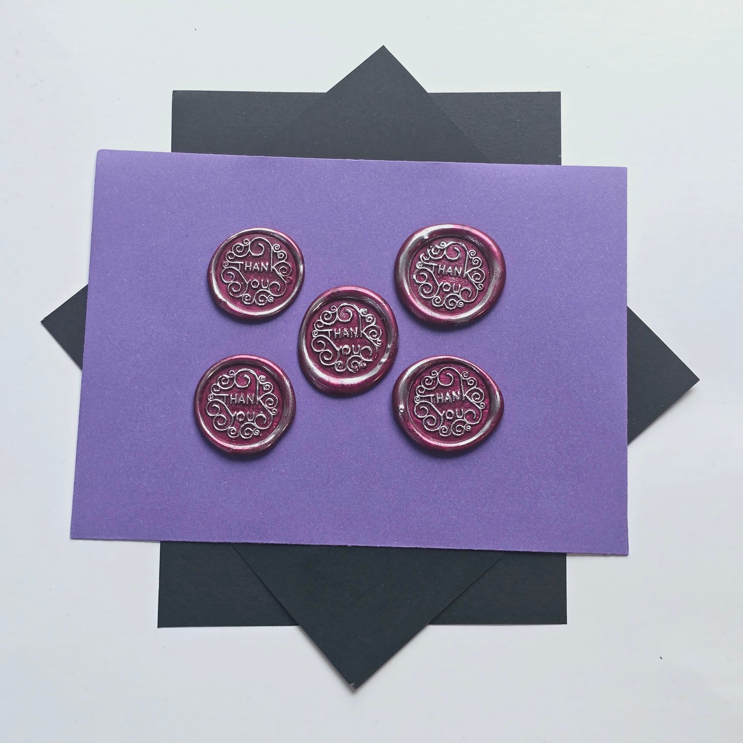 Thank You Wax Seals Red & Silver Set of Five