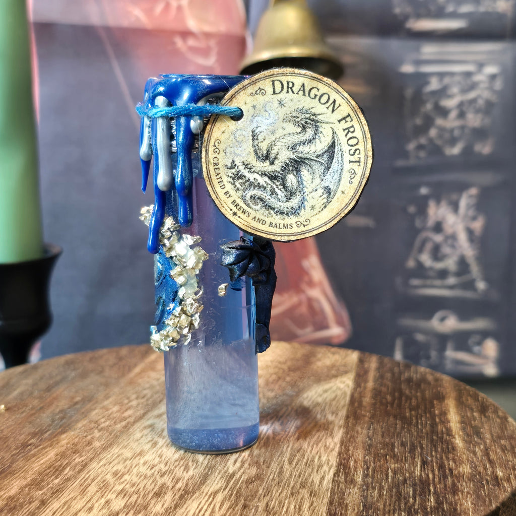 Handmade Dragon Frost Decorative Potion Bottle Prop | Dragoncore Fantasy Decor