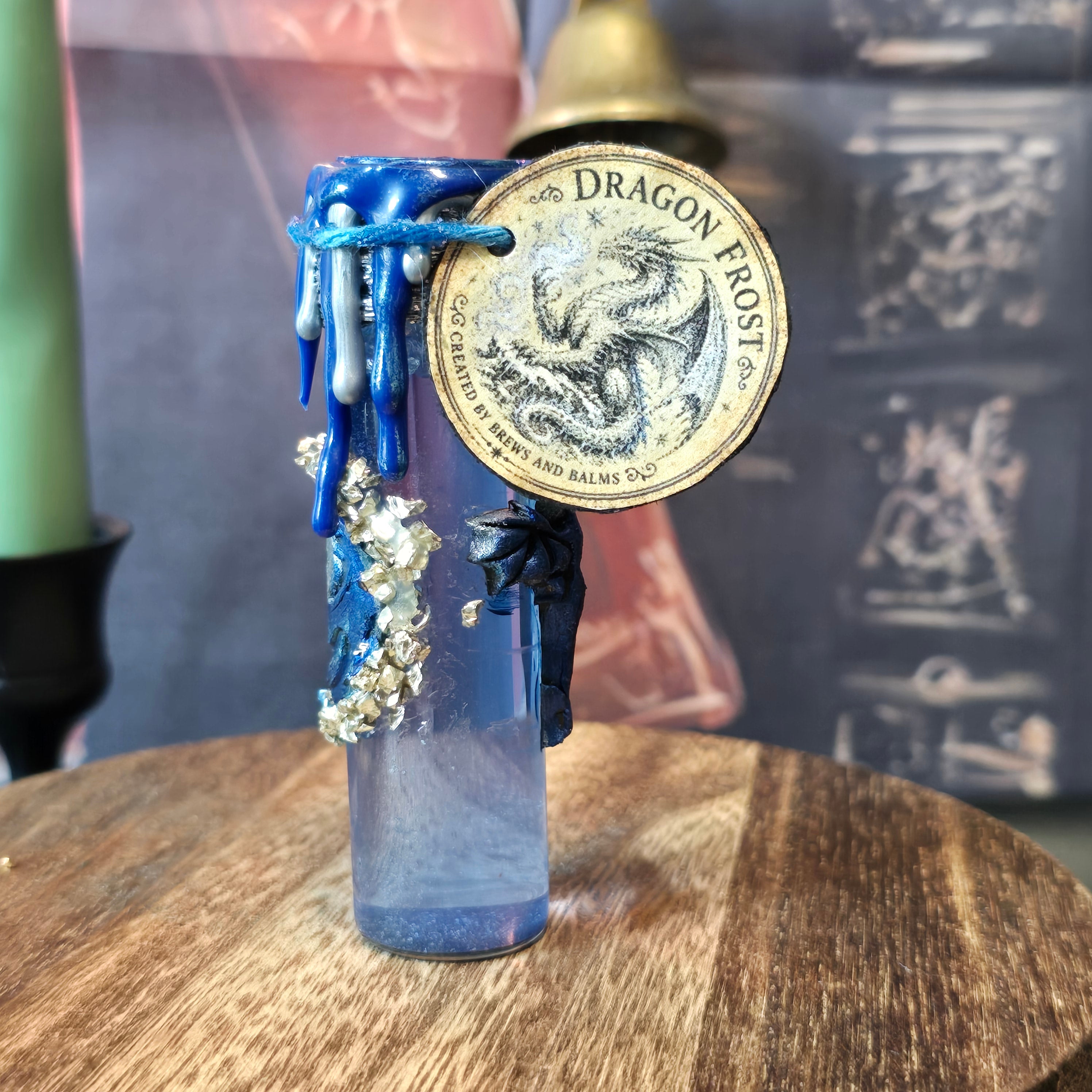 Handmade Dragon Frost Decorative Potion Bottle Prop | Dragoncore Fantasy Decor
