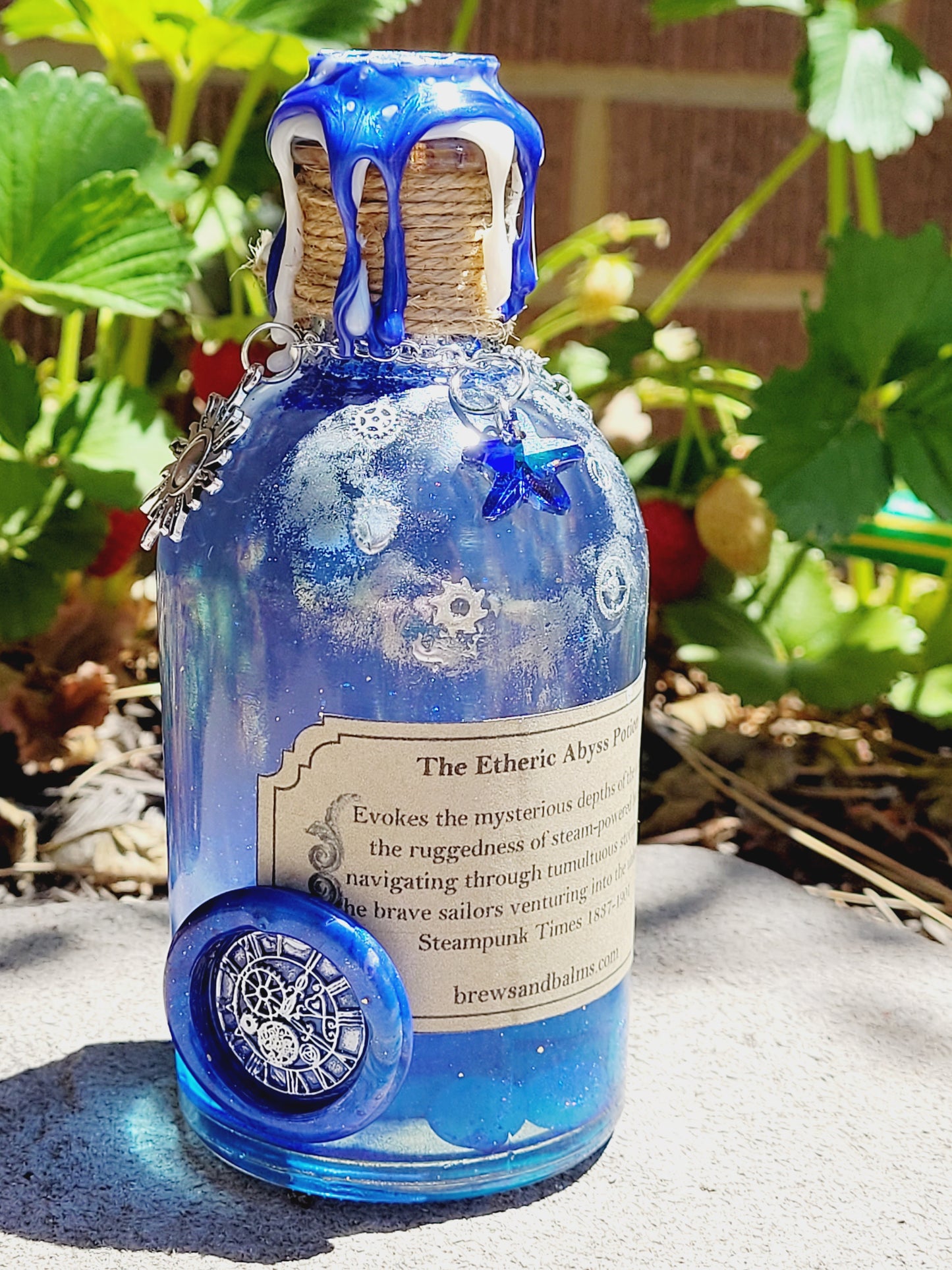 The Etheric Abyss Brew Elixir Potion Silver and Blue Decorative Bottle