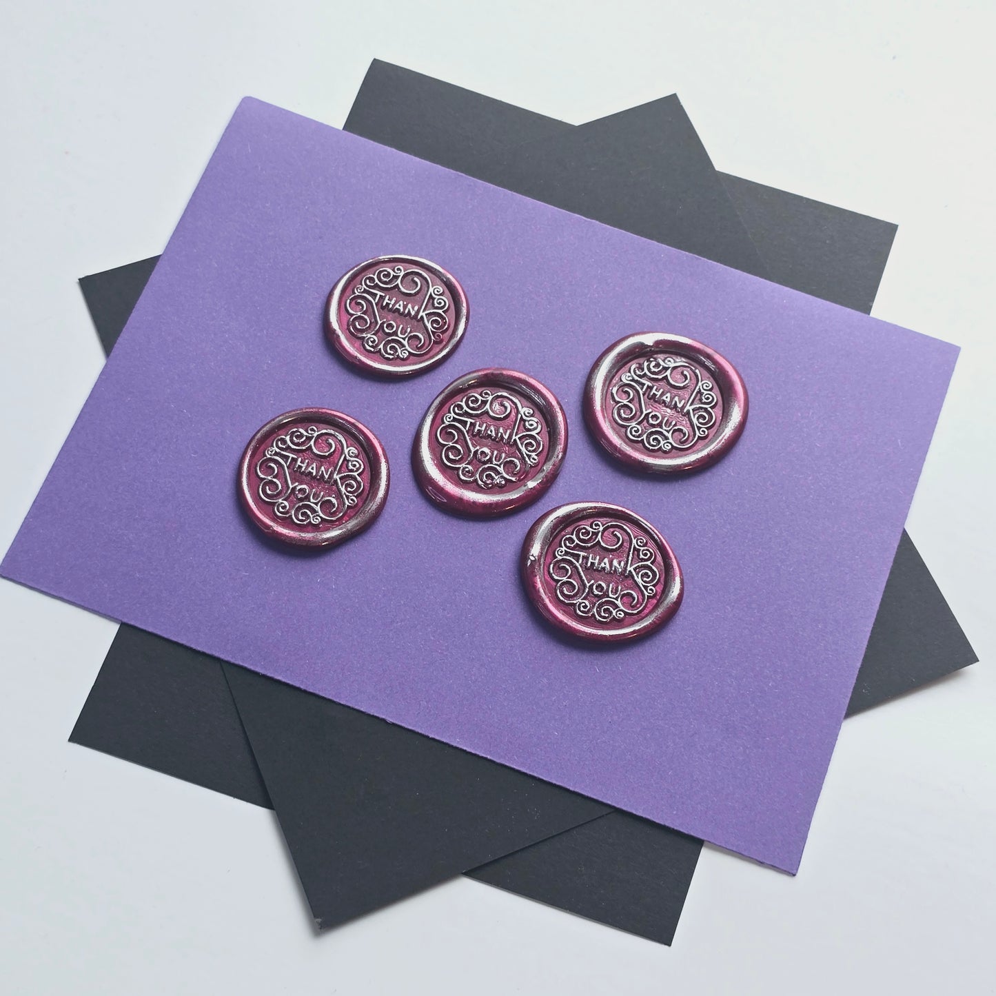 Thank You Wax Seals Red & Silver Set of Five